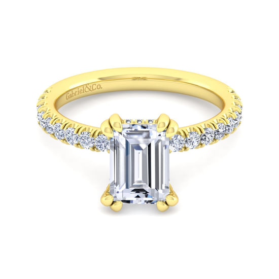 Gabriel - 14K Yellow Gold Emerald Cut Diamond Engagement Ring
