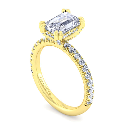 14K Yellow Gold Emerald Cut Diamond Engagement Ring