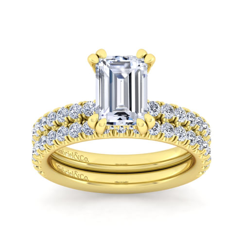 14K Yellow Gold Emerald Cut Diamond Engagement Ring