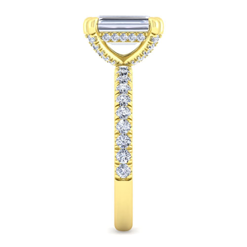 14K Yellow Gold Emerald Cut Diamond Engagement Ring