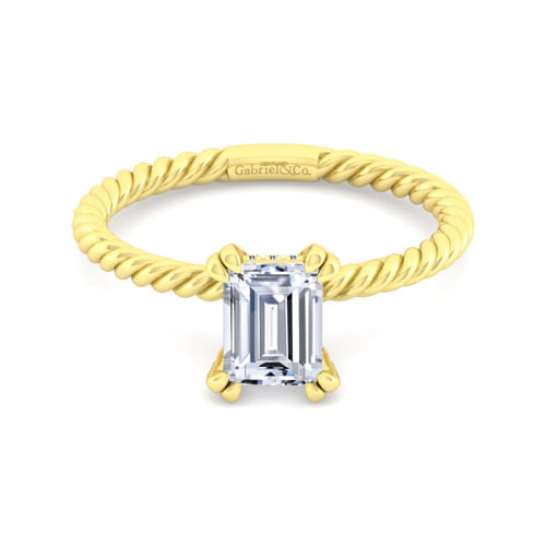 14K Yellow Gold Emerald Cut Diamond Engagement Ring