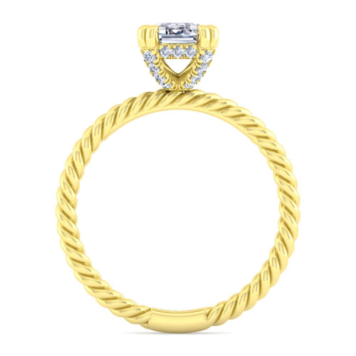 14K Yellow Gold Emerald Cut Diamond Engagement Ring