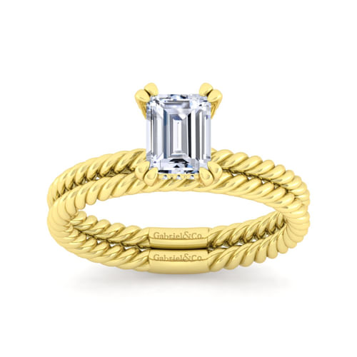 14K Yellow Gold Emerald Cut Diamond Engagement Ring