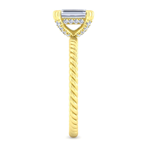 14K Yellow Gold Emerald Cut Diamond Engagement Ring