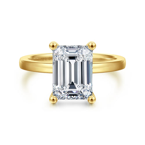 14K Yellow Gold Emerald Cut Diamond Engagement Ring