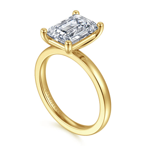 14K Yellow Gold Emerald Cut Diamond Engagement Ring