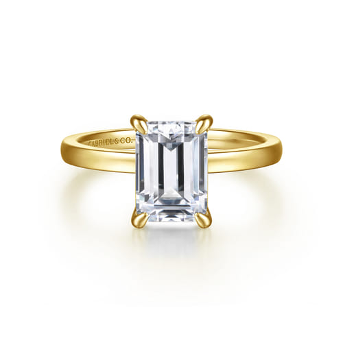 14K Yellow Gold Emerald Cut Diamond Engagement Ring
