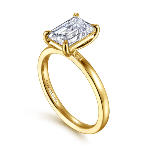 14K Yellow Gold Emerald Cut Diamond Engagement Ring