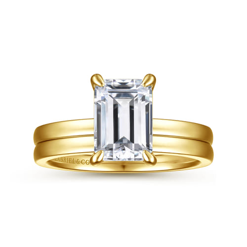 14K Yellow Gold Emerald Cut Diamond Engagement Ring