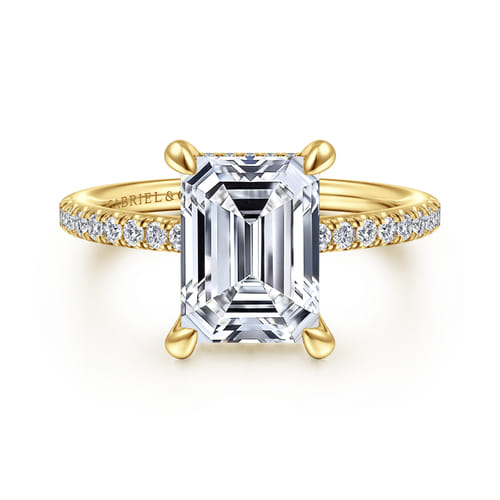14K Yellow Gold Emerald Cut Diamond Engagement Ring