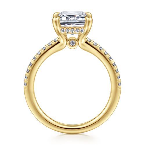 14K Yellow Gold Emerald Cut Diamond Engagement Ring