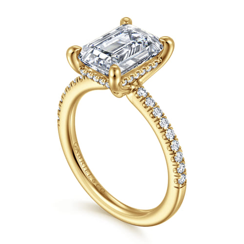 14K Yellow Gold Emerald Cut Diamond Engagement Ring