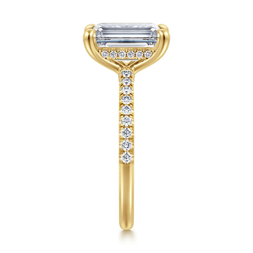 14K Yellow Gold Emerald Cut Diamond Engagement Ring