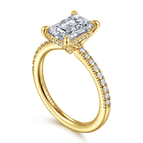 14K Yellow Gold Emerald Cut Diamond Engagement Ring 14K Yellow Gold Emerald Cut Diamond Engagement Ring