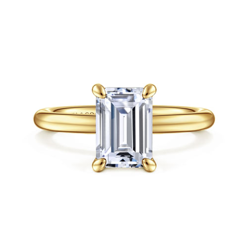 14K Yellow Gold Emerald Cut Diamond Engagement Ring