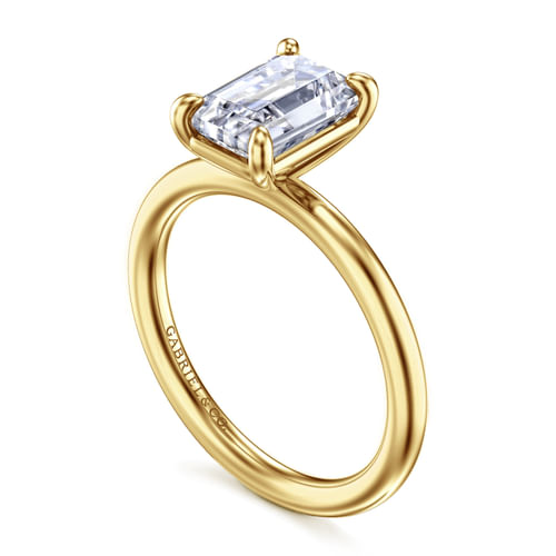 14K Yellow Gold Emerald Cut Diamond Engagement Ring