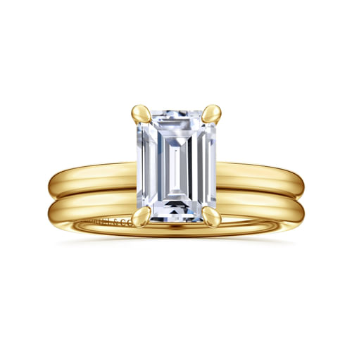 14K Yellow Gold Emerald Cut Diamond Engagement Ring
