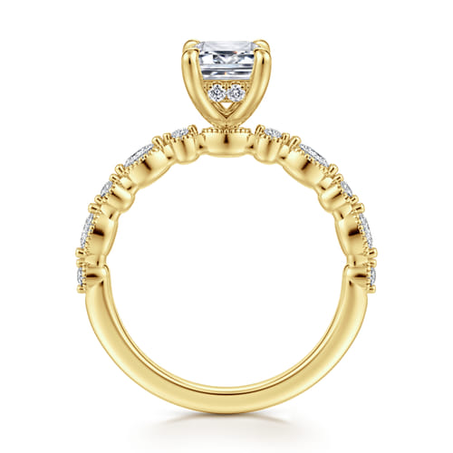 14K Yellow Gold Emerald Cut Diamond Engagement Ring