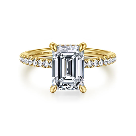 Gabriel - 14K Yellow Gold Emerald Cut Diamond Engagement Ring