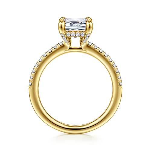 14K Yellow Gold Emerald Cut Diamond Engagement Ring