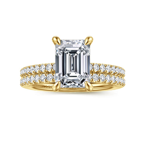 14K Yellow Gold Emerald Cut Diamond Engagement Ring