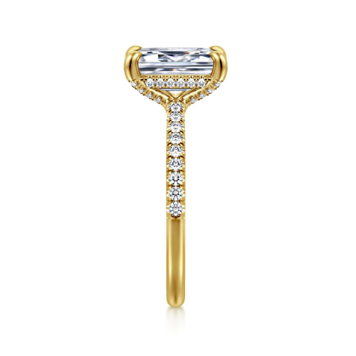 14K Yellow Gold Emerald Cut Diamond Engagement Ring