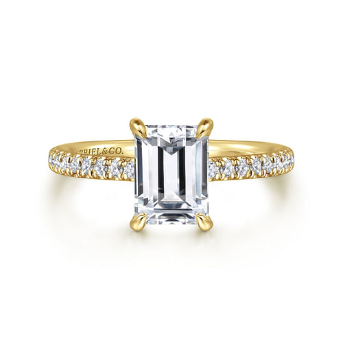 14K Yellow Gold Emerald Cut Diamond Engagement Ring