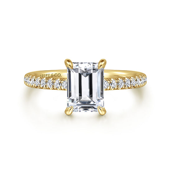 Gabriel - 14K Yellow Gold Emerald Cut Diamond Engagement Ring