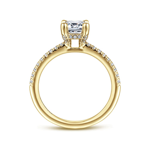 14K Yellow Gold Emerald Cut Diamond Engagement Ring