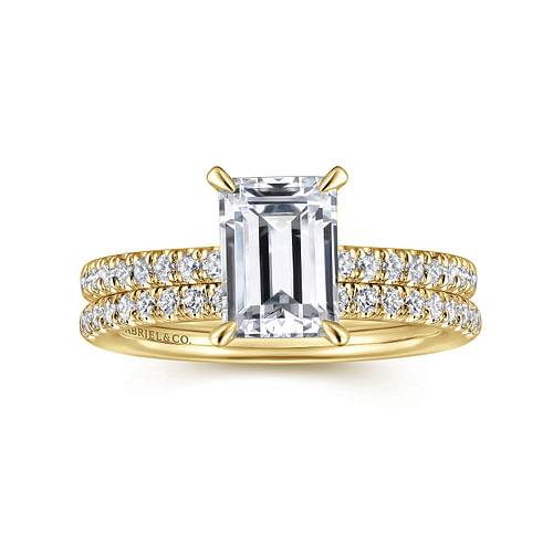 14K Yellow Gold Emerald Cut Diamond Engagement Ring