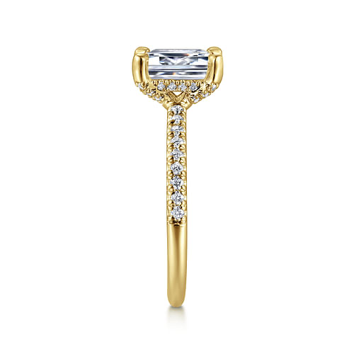 14K Yellow Gold Emerald Cut Diamond Engagement Ring