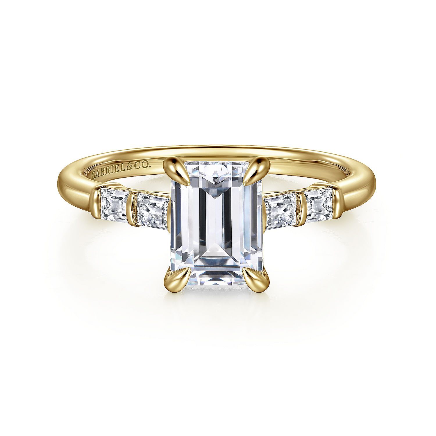Gabriel - 14K Yellow Gold Emerald Cut Diamond Engagement Ring