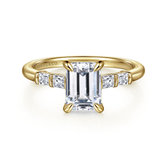 Gabriel - 14K Yellow Gold Emerald Cut Diamond Engagement Ring