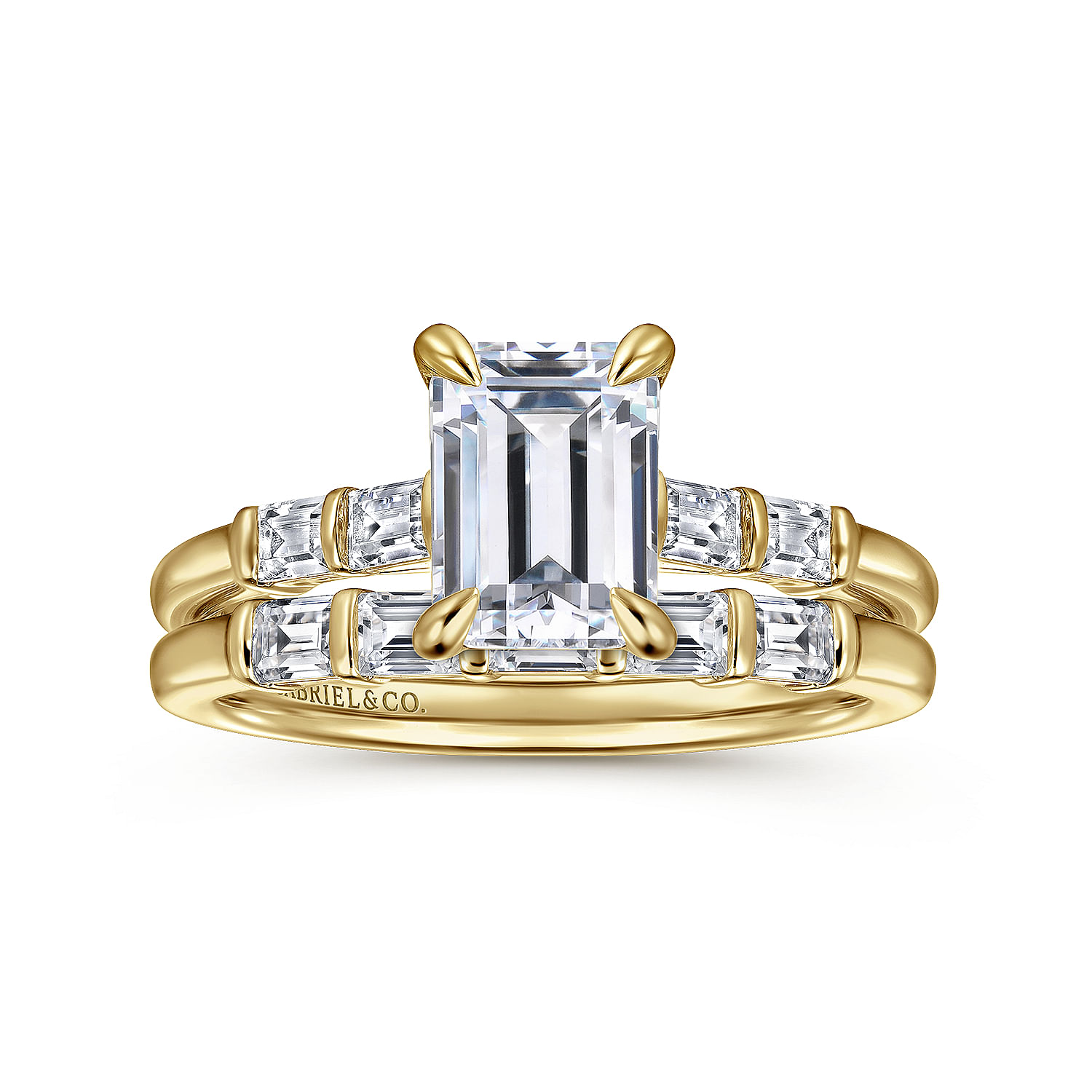 14K Yellow Gold Emerald Cut Diamond Engagement Ring