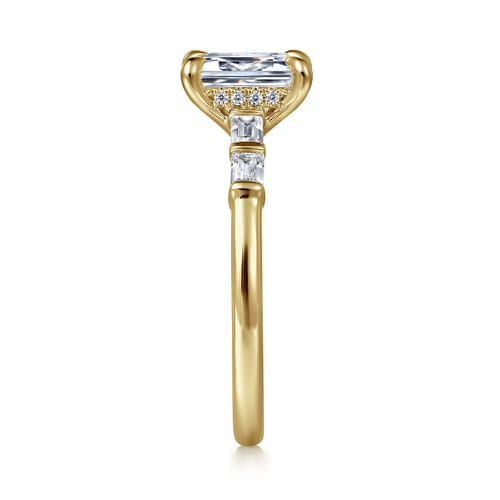 14K Yellow Gold Emerald Cut Diamond Engagement Ring