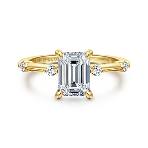 14K Yellow Gold Emerald Cut Diamond Engagement Ring