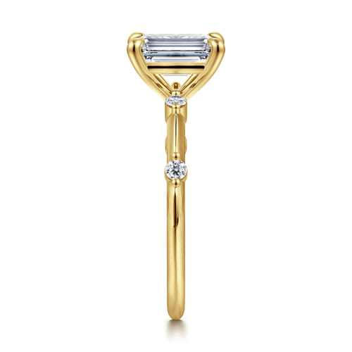 14K Yellow Gold Emerald Cut Diamond Engagement Ring