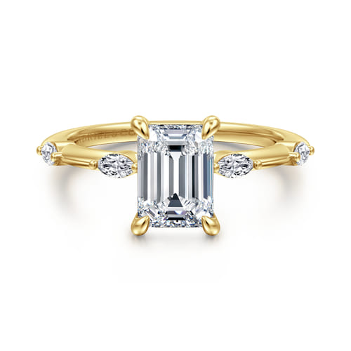 14K Yellow Gold Emerald Cut Diamond Engagement Ring
