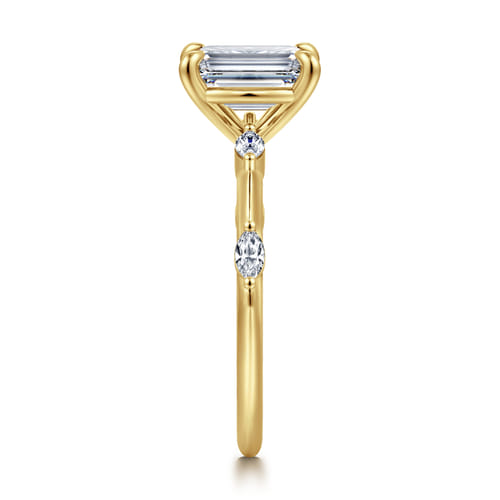 14K Yellow Gold Emerald Cut Diamond Engagement Ring