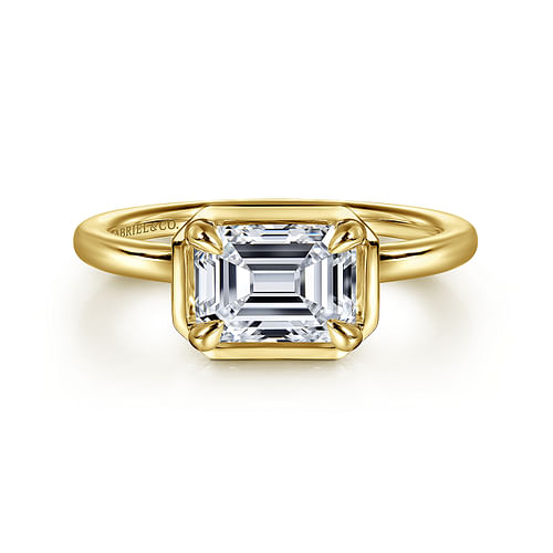 14K Yellow Gold Emerald Cut Diamond Engagement Ring