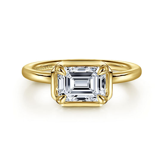Gabriel - 14K Yellow Gold Emerald Cut Diamond Engagement Ring