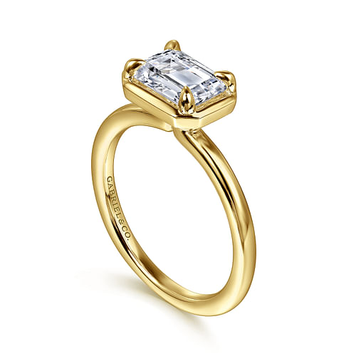 14K Yellow Gold Emerald Cut Diamond Engagement Ring