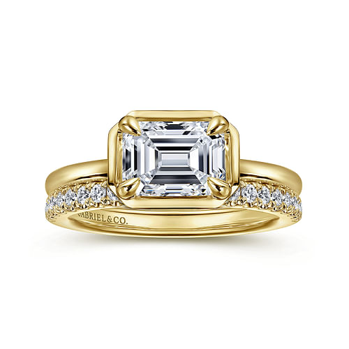 14K Yellow Gold Emerald Cut Diamond Engagement Ring