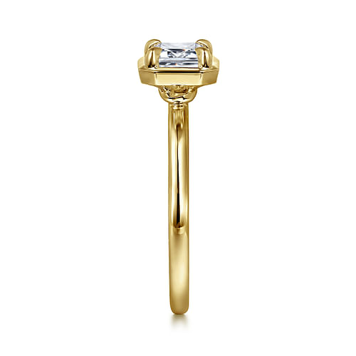 14K Yellow Gold Emerald Cut Diamond Engagement Ring