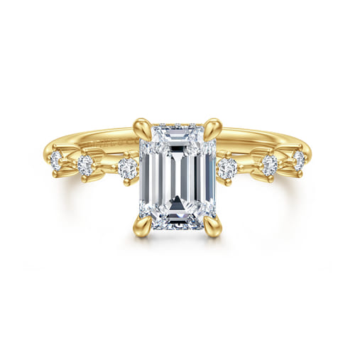 14K Yellow Gold Emerald Cut Diamond Engagement Ring