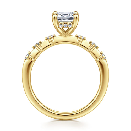 14K Yellow Gold Emerald Cut Diamond Engagement Ring