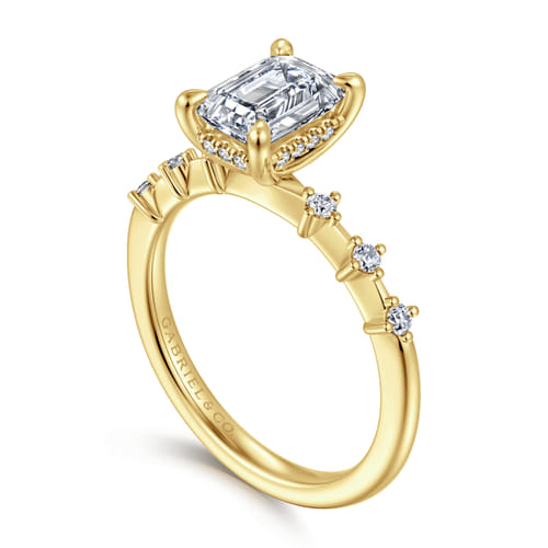 14K Yellow Gold Emerald Cut Diamond Engagement Ring