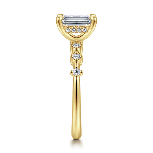 14K Yellow Gold Emerald Cut Diamond Engagement Ring