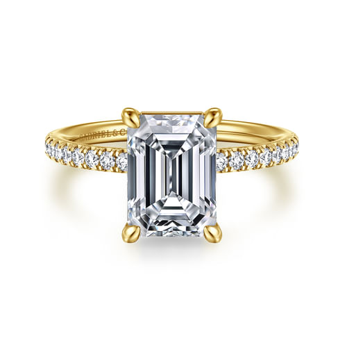 14K Yellow Gold Emerald Cut Diamond Engagement Ring