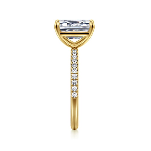 14K Yellow Gold Emerald Cut Diamond Engagement Ring
